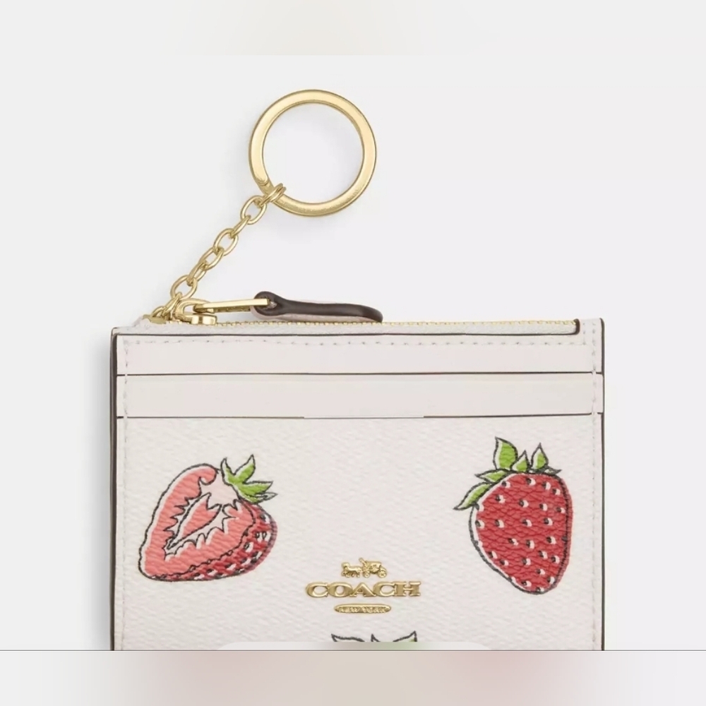 Coach Skinny ID Card Case With Strawbetry Print